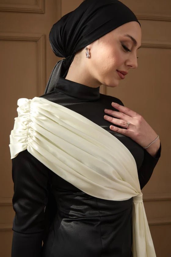 Vesna Tesettür Abiye - FioraofDress - tesettur - abiye - 36 - Siyah Beyaz - hijab - evening - dress