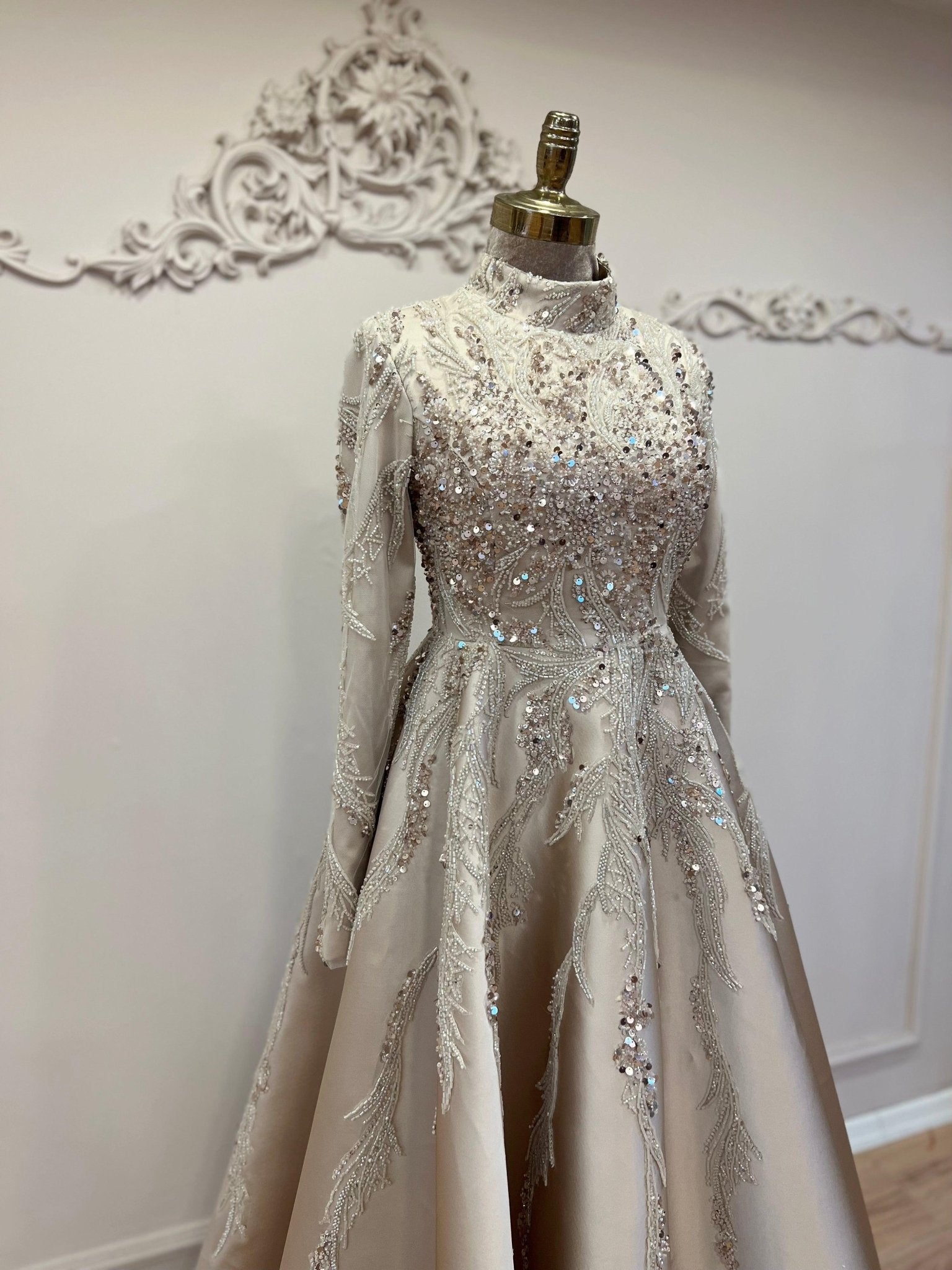 Victoria Tesettür Abiye Gold - FioraofDress - tesettur - abiye - 48 - GOLD - hijab - evening - dress