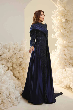 Violet Tesettür Abiye - FioraofDress - tesettur - abiye - lacivert - 38 - hijab - evening - dress