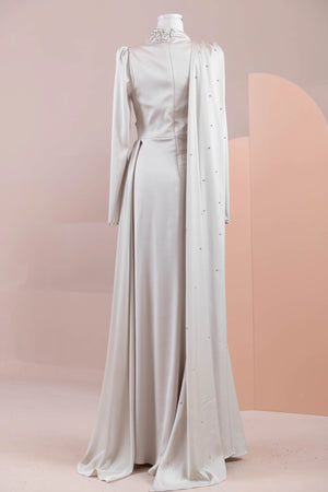 Ziri Tesettür Abiye - FioraofDress - tesettur - abiye - krem - 36 - hijab - evening - dress