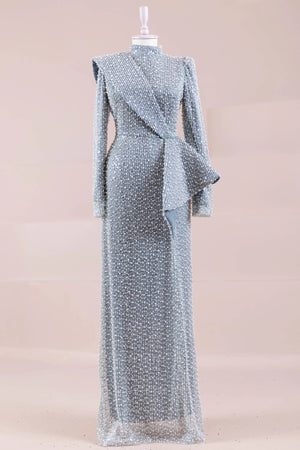 Ziva Tesettür Abiye - FioraofDress - tesettur - abiye - mint - 38 - hijab - evening - dress